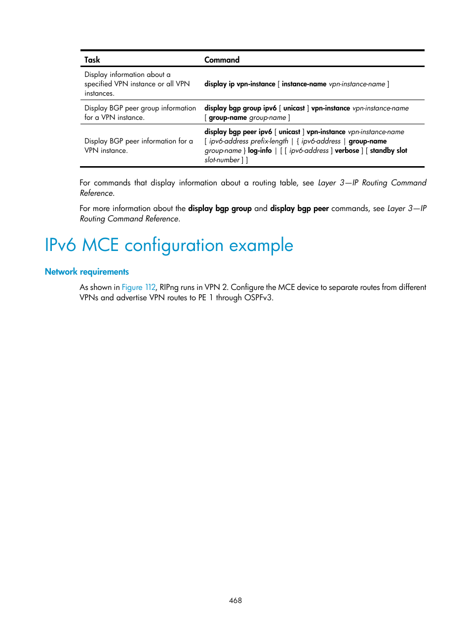 Ipv6 mce configuration example, Network requirements | H3C Technologies H3C S6800 Series Switches User Manual | Page 481 / 526