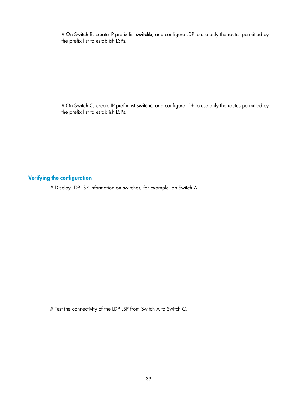 Verifying the configuration | H3C Technologies H3C S6800 Series Switches User Manual | Page 52 / 526