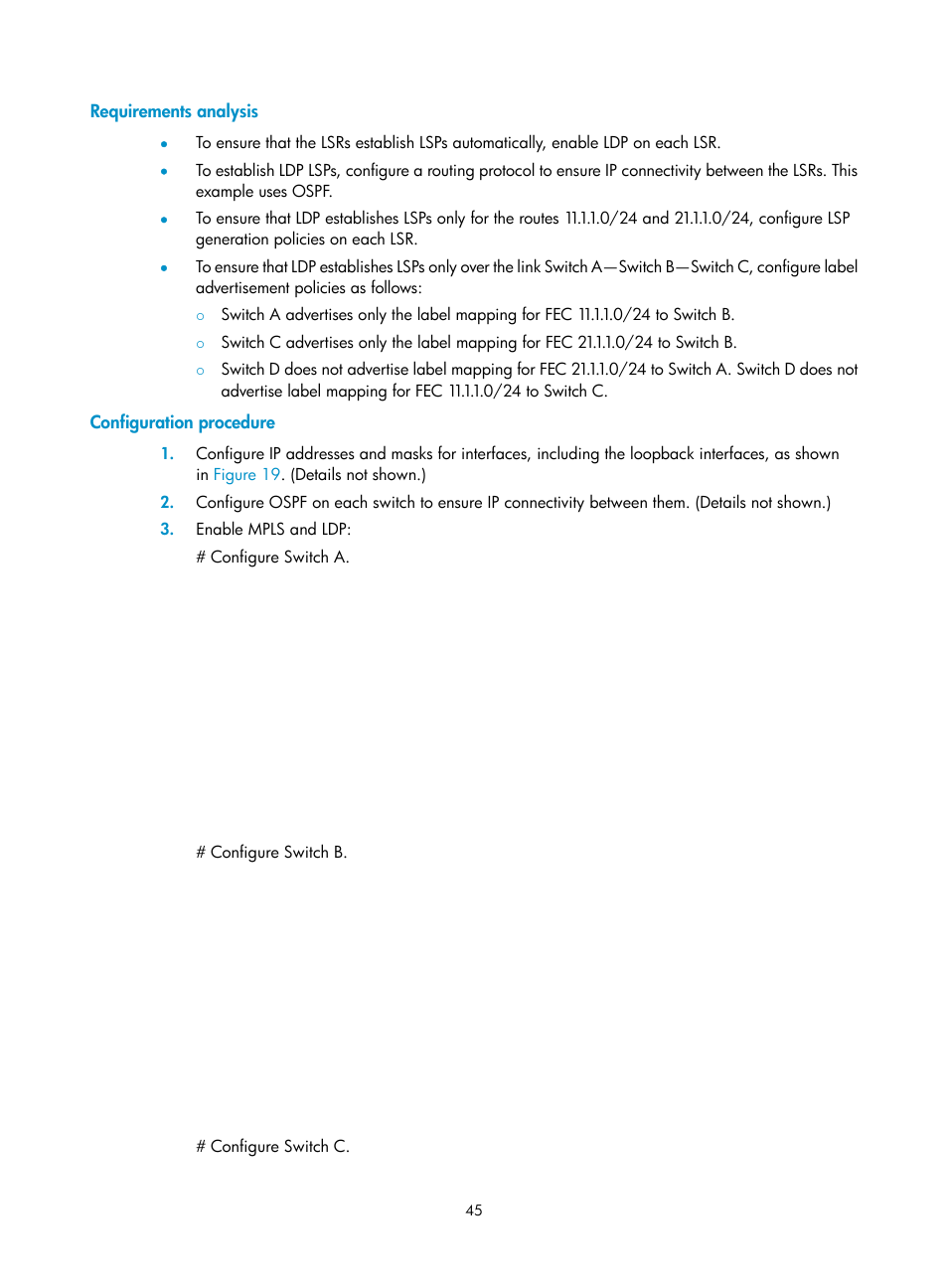 Requirements analysis, Configuration procedure | H3C Technologies H3C S6800 Series Switches User Manual | Page 58 / 526