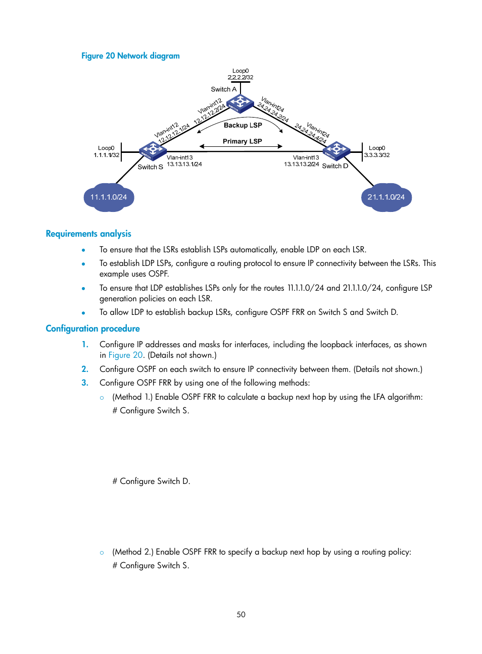 Requirements analysis, Configuration procedure | H3C Technologies H3C S6800 Series Switches User Manual | Page 63 / 526