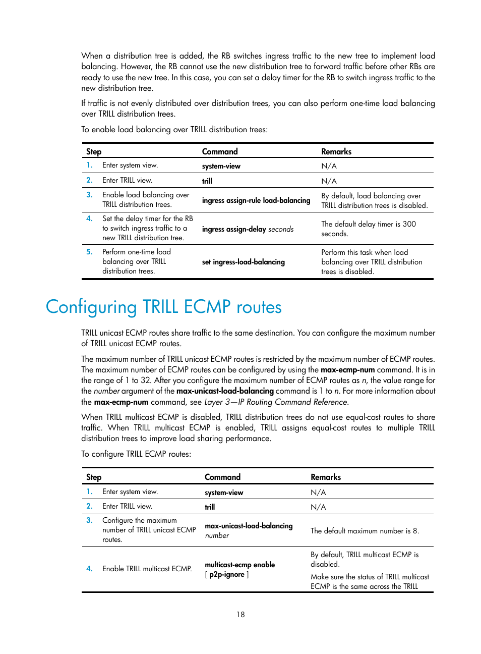 Configuring trill ecmp routes | H3C Technologies H3C S6800 Series Switches User Manual | Page 25 / 41