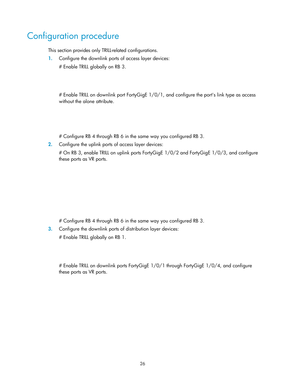 Configuration procedure | H3C Technologies H3C S6800 Series Switches User Manual | Page 33 / 41