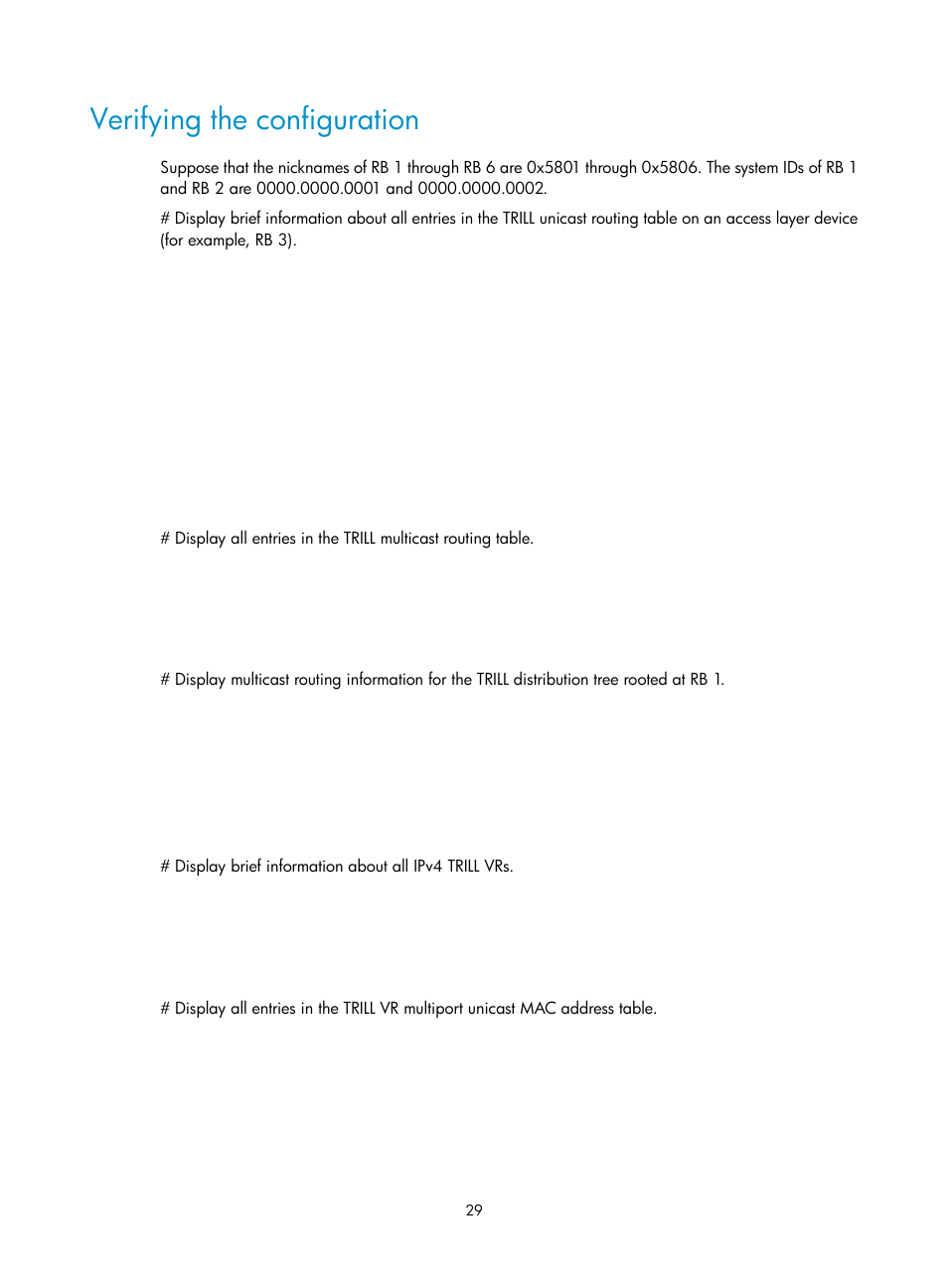 Verifying the configuration | H3C Technologies H3C S6800 Series Switches User Manual | Page 36 / 41