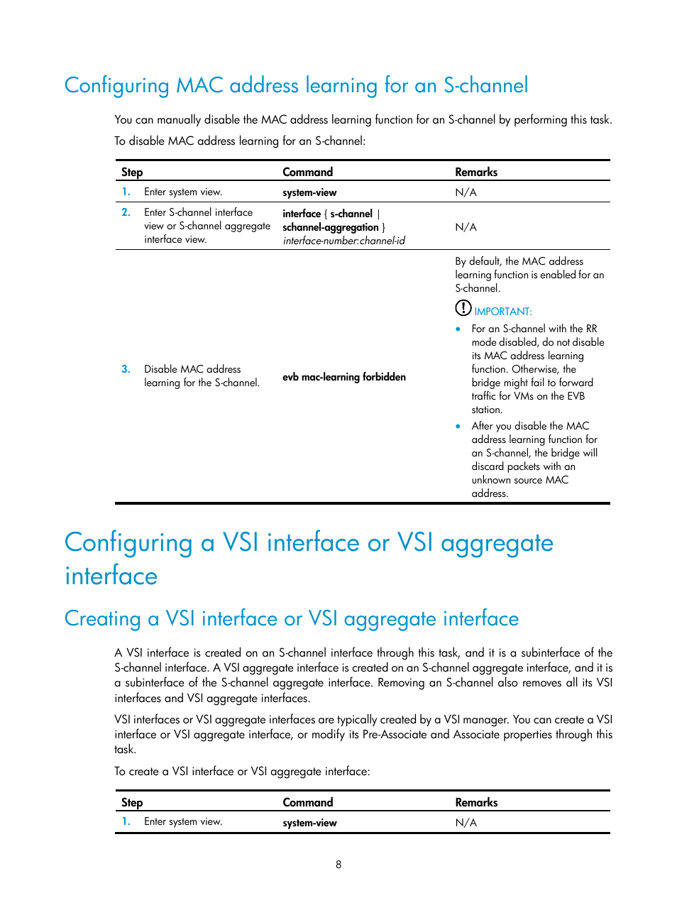 Configuring mac address learning for an s-channel | H3C Technologies H3C S6800 Series Switches User Manual | Page 15 / 25