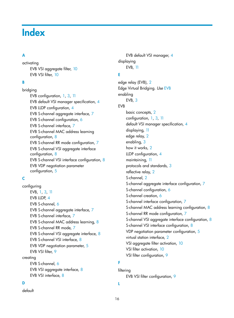 Index | H3C Technologies H3C S6800 Series Switches User Manual | Page 23 / 25