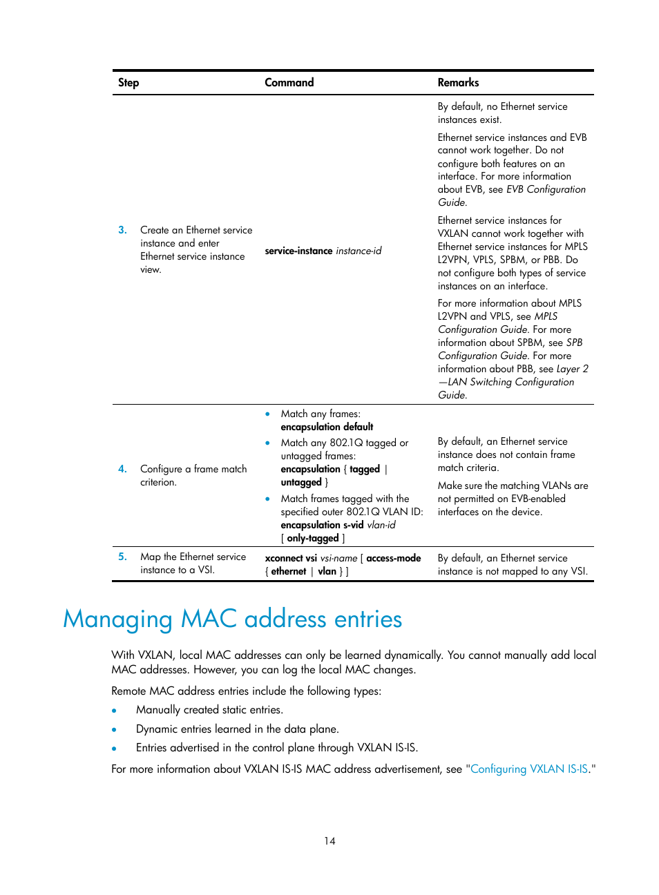Managing mac address entries | H3C Technologies H3C S6800 Series Switches User Manual | Page 22 / 85