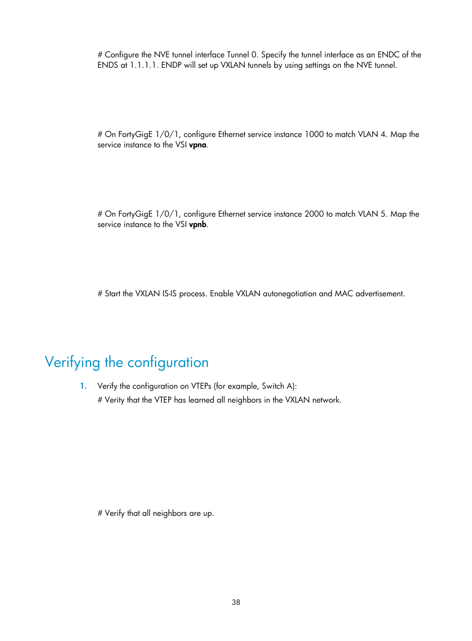 Verifying the configuration | H3C Technologies H3C S6800 Series Switches User Manual | Page 46 / 85