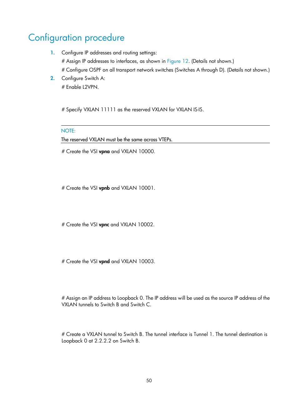 Configuration procedure | H3C Technologies H3C S6800 Series Switches User Manual | Page 58 / 85