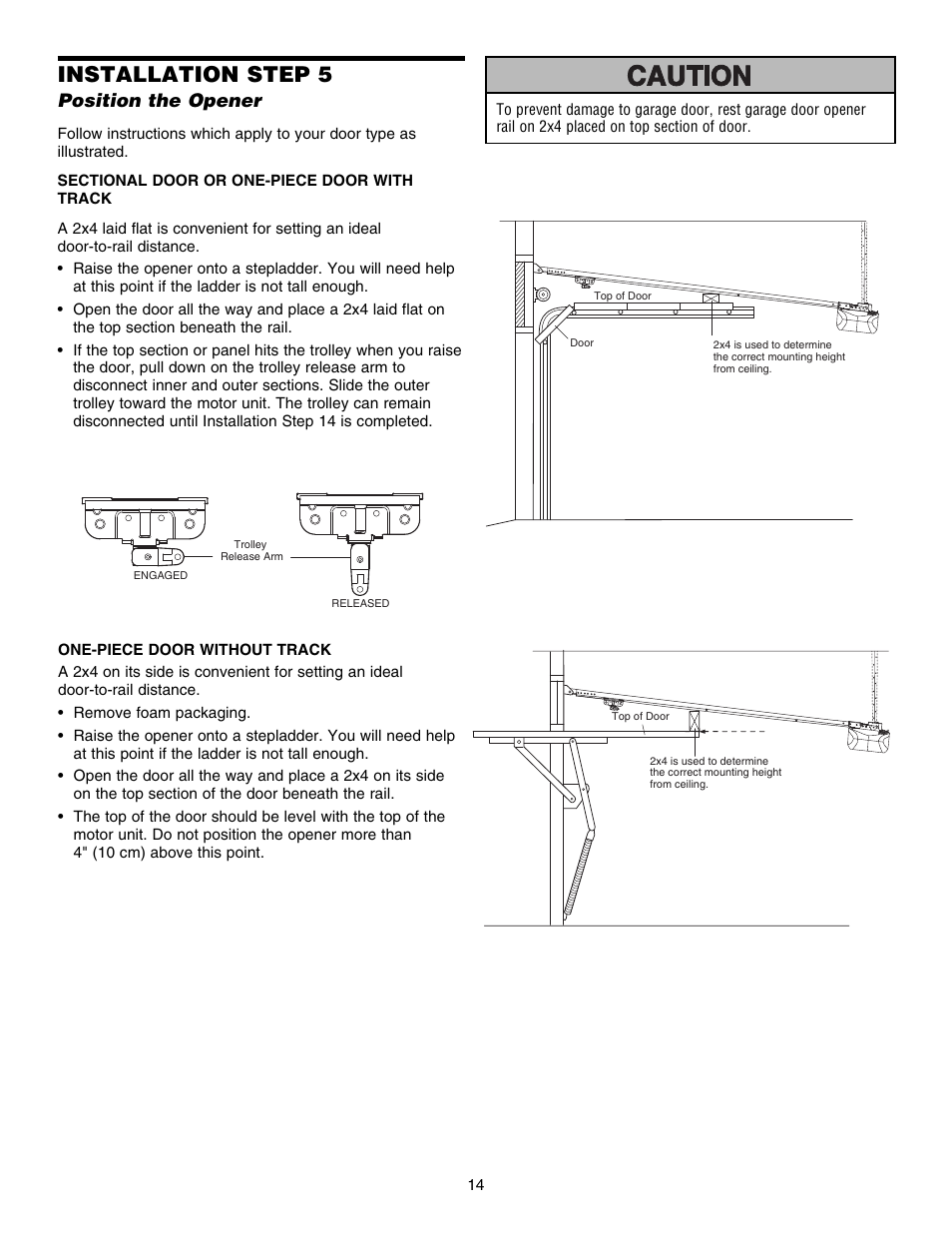 Position the opener, Installation step 5 | Chamberlain ELITE 3840 User Manual | Page 14 / 40