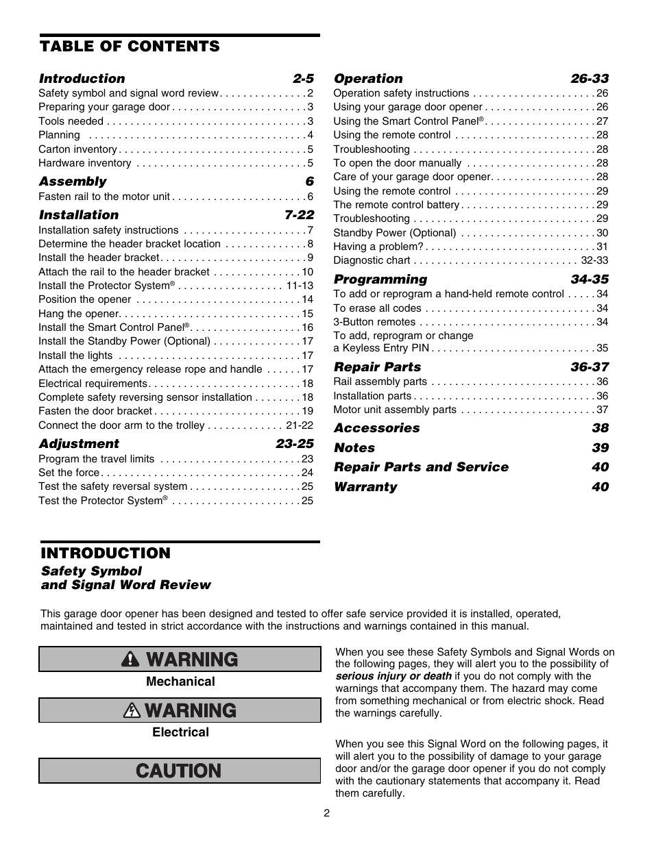 Chamberlain ELITE 3840 User Manual | Page 2 / 40