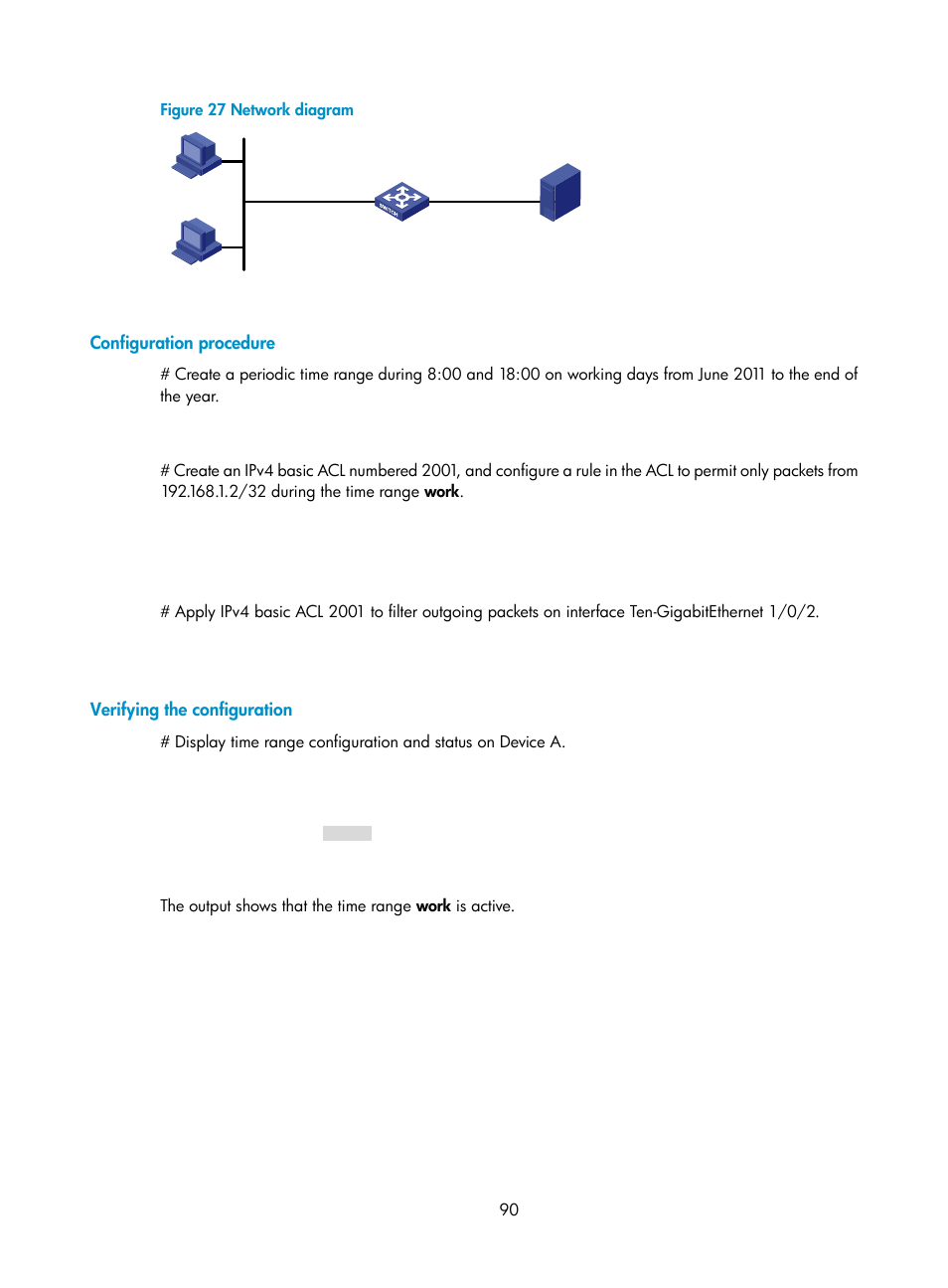 Configuration procedure, Verifying the configuration | H3C Technologies H3C S6300 Series Switches User Manual | Page 100 / 111