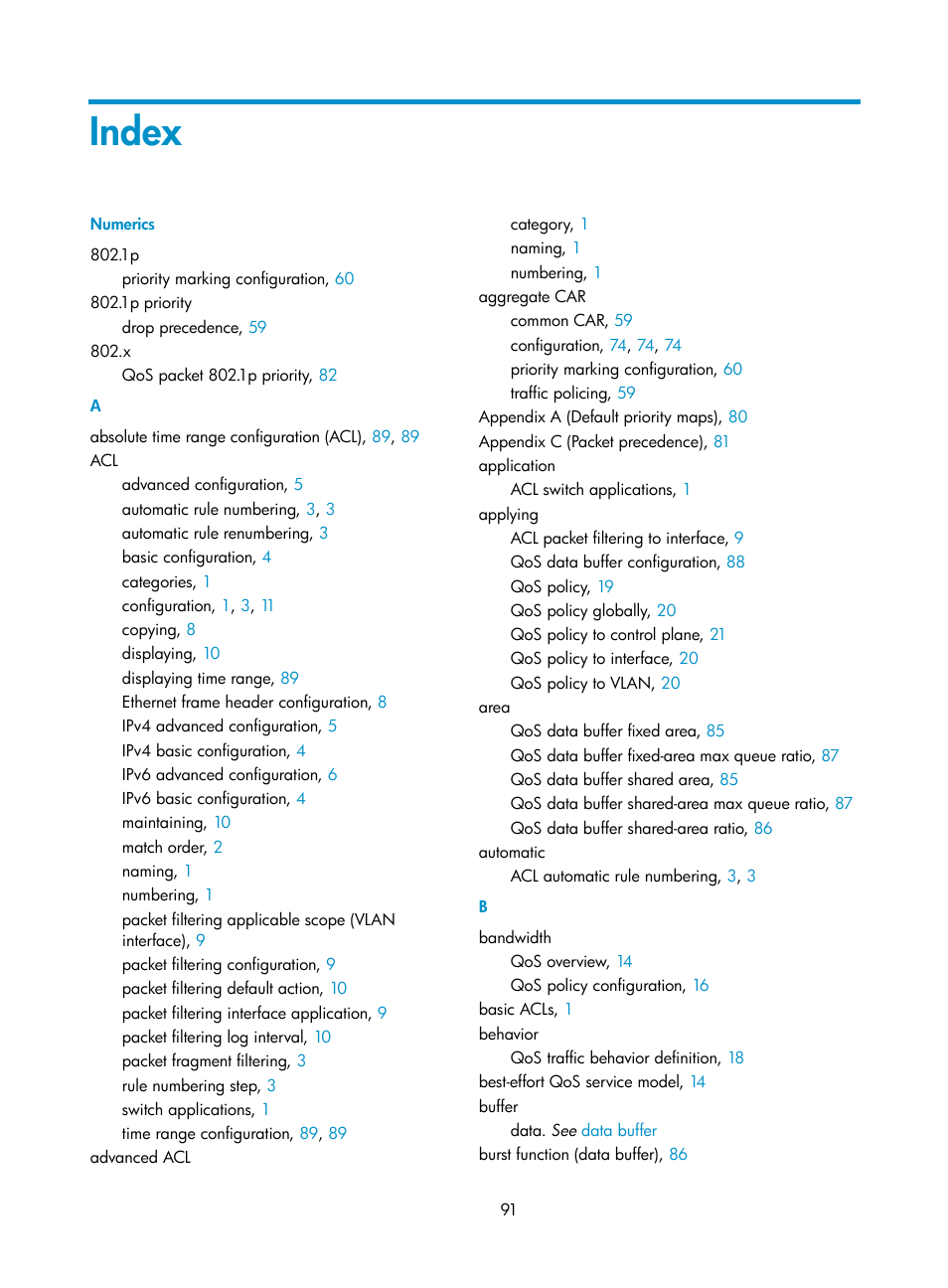 Index | H3C Technologies H3C S6300 Series Switches User Manual | Page 101 / 111