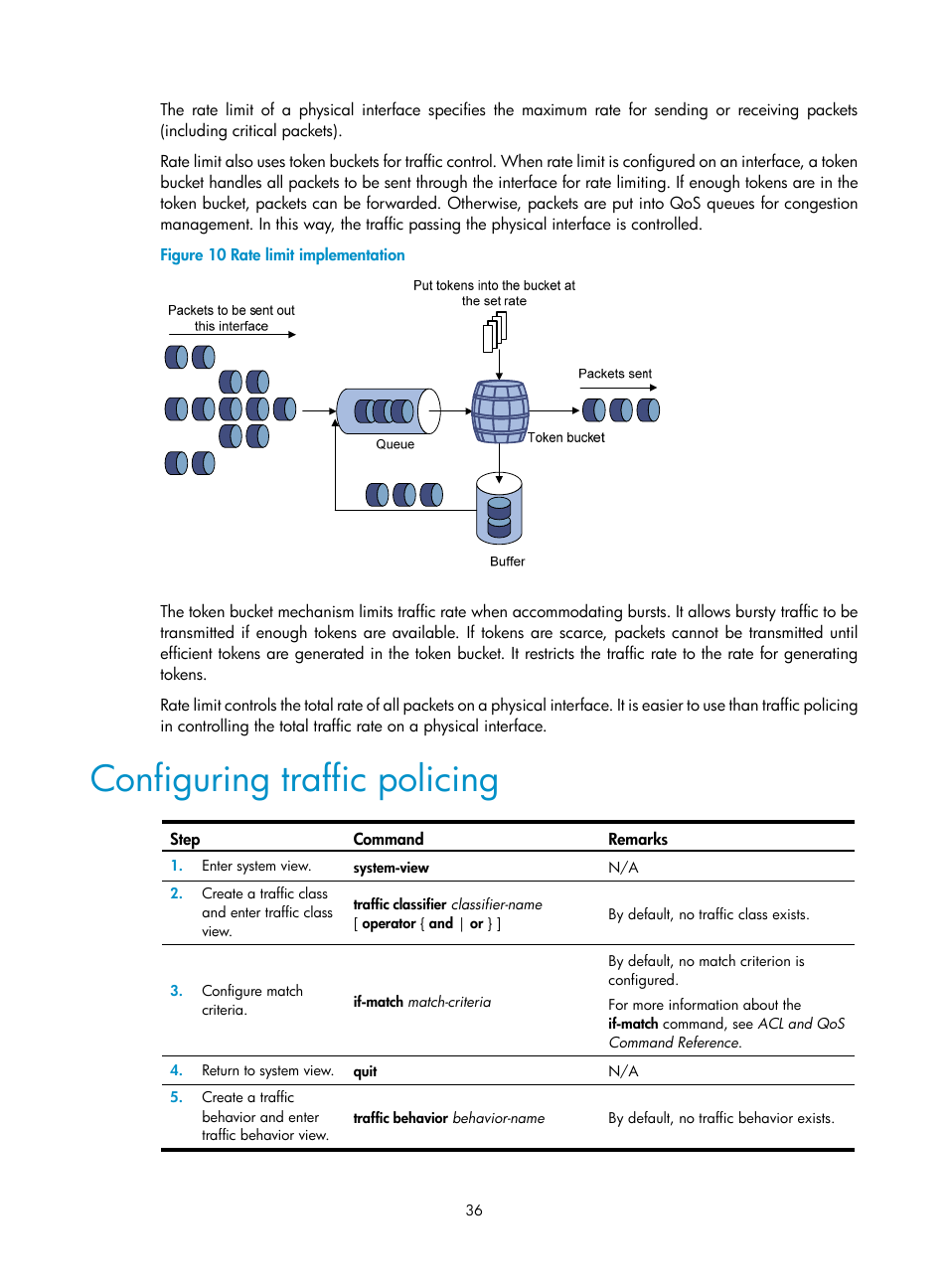 Configuring traffic policing | H3C Technologies H3C S6300 Series Switches User Manual | Page 46 / 111