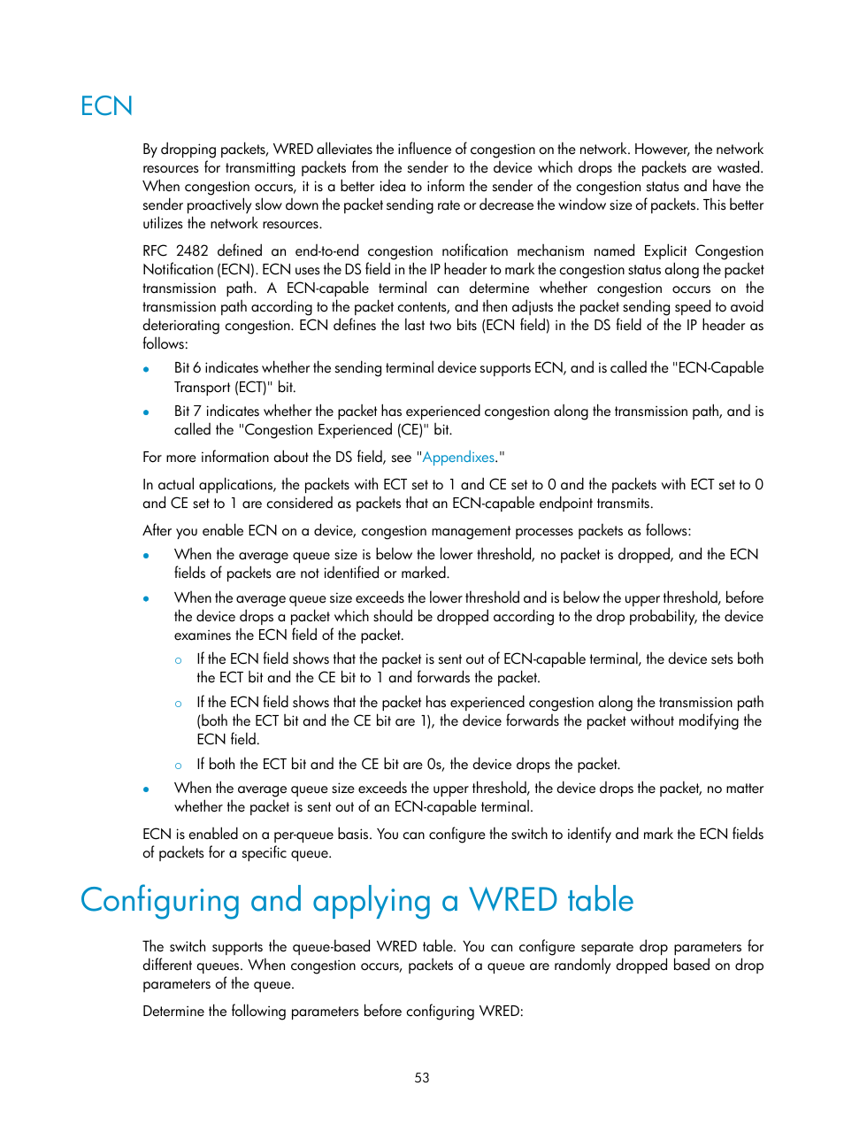 Configuring and applying a wred table | H3C Technologies H3C S6300 Series Switches User Manual | Page 63 / 111