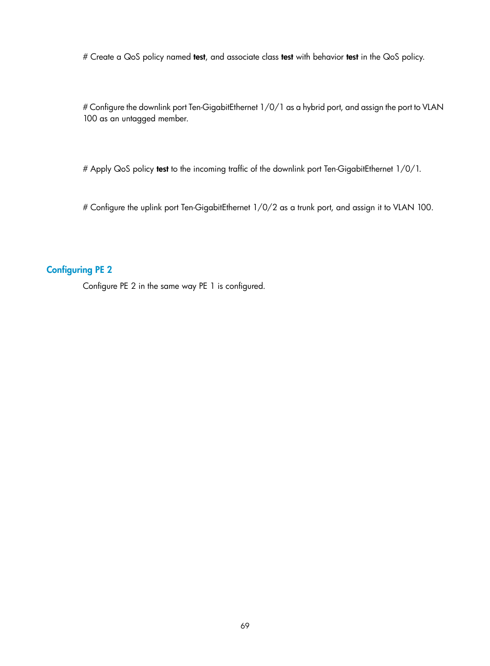 Configuring pe 2 | H3C Technologies H3C S6300 Series Switches User Manual | Page 79 / 111