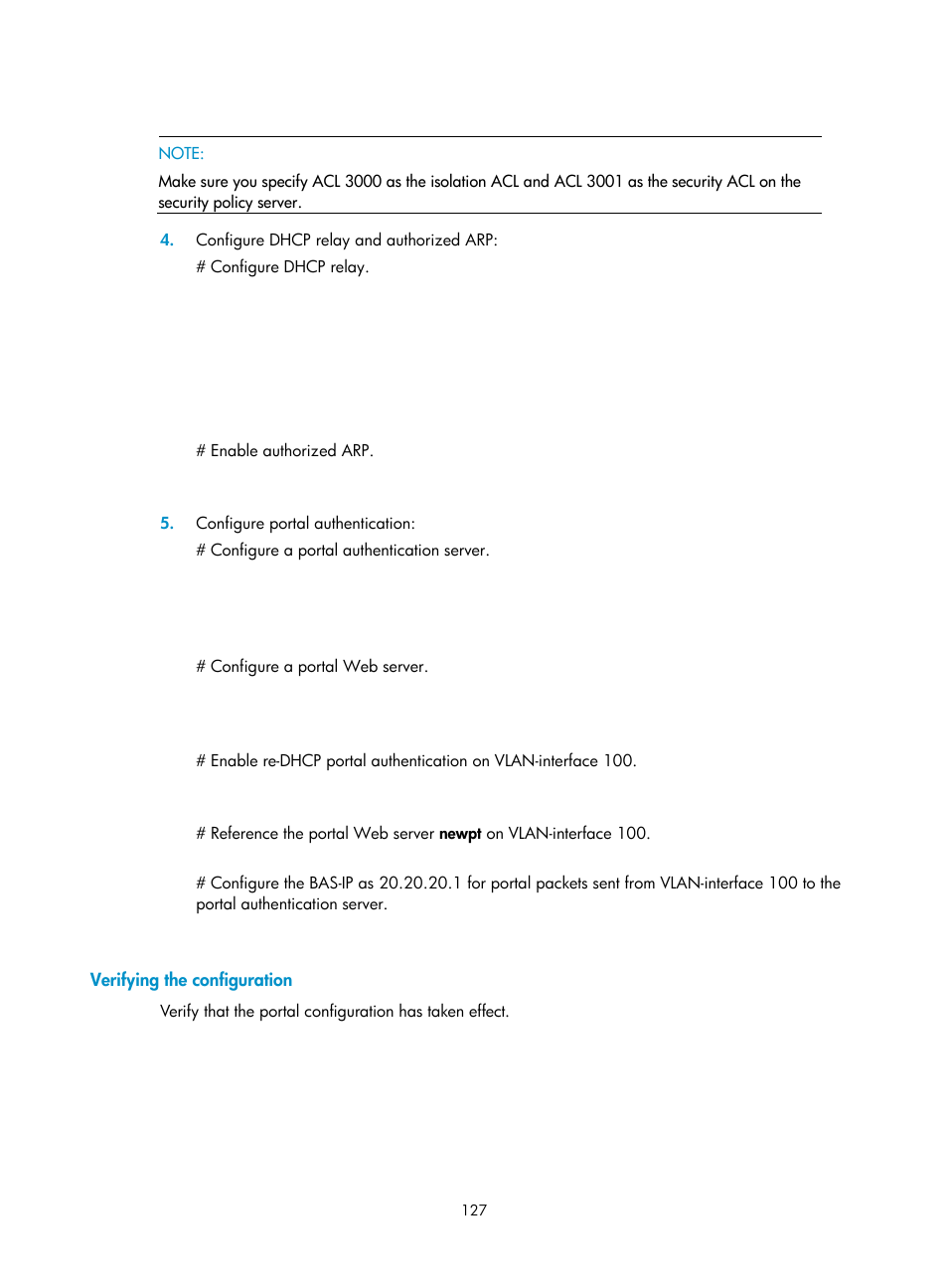 Verifying the configuration | H3C Technologies H3C S6300 Series Switches User Manual | Page 142 / 413