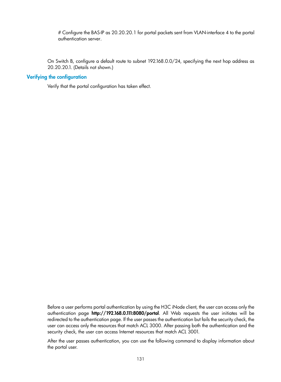 Verifying the configuration | H3C Technologies H3C S6300 Series Switches User Manual | Page 146 / 413