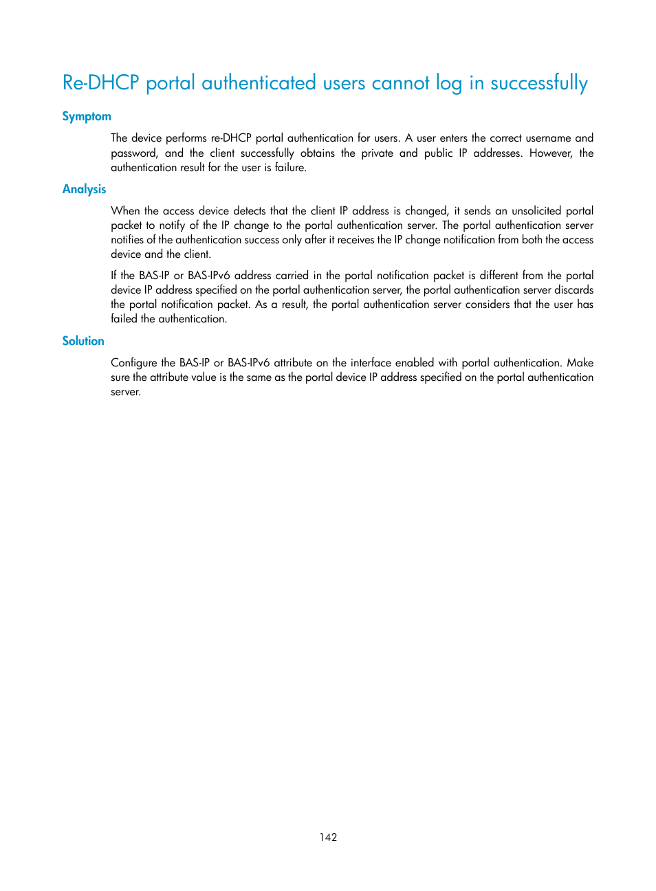 Symptom, Analysis, Solution | H3C Technologies H3C S6300 Series Switches User Manual | Page 157 / 413