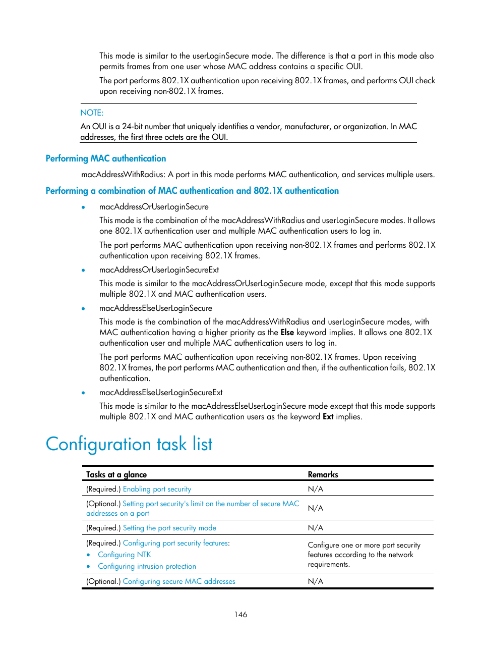 Performing mac authentication, Configuration task list, Performing a combination of mac authentication and | 1x authentication | H3C Technologies H3C S6300 Series Switches User Manual | Page 161 / 413