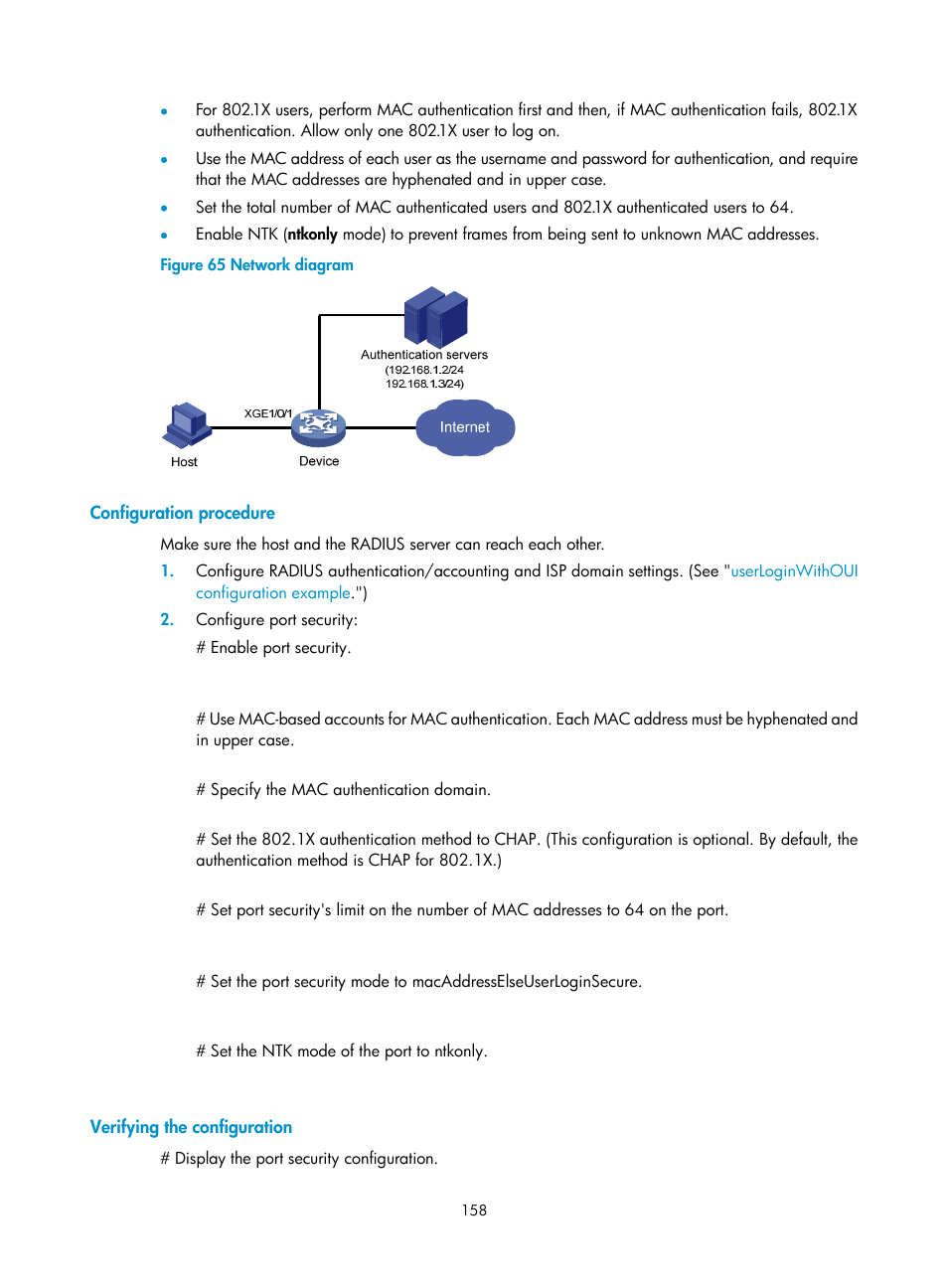 Configuration procedure, Verifying the configuration | H3C Technologies H3C S6300 Series Switches User Manual | Page 173 / 413