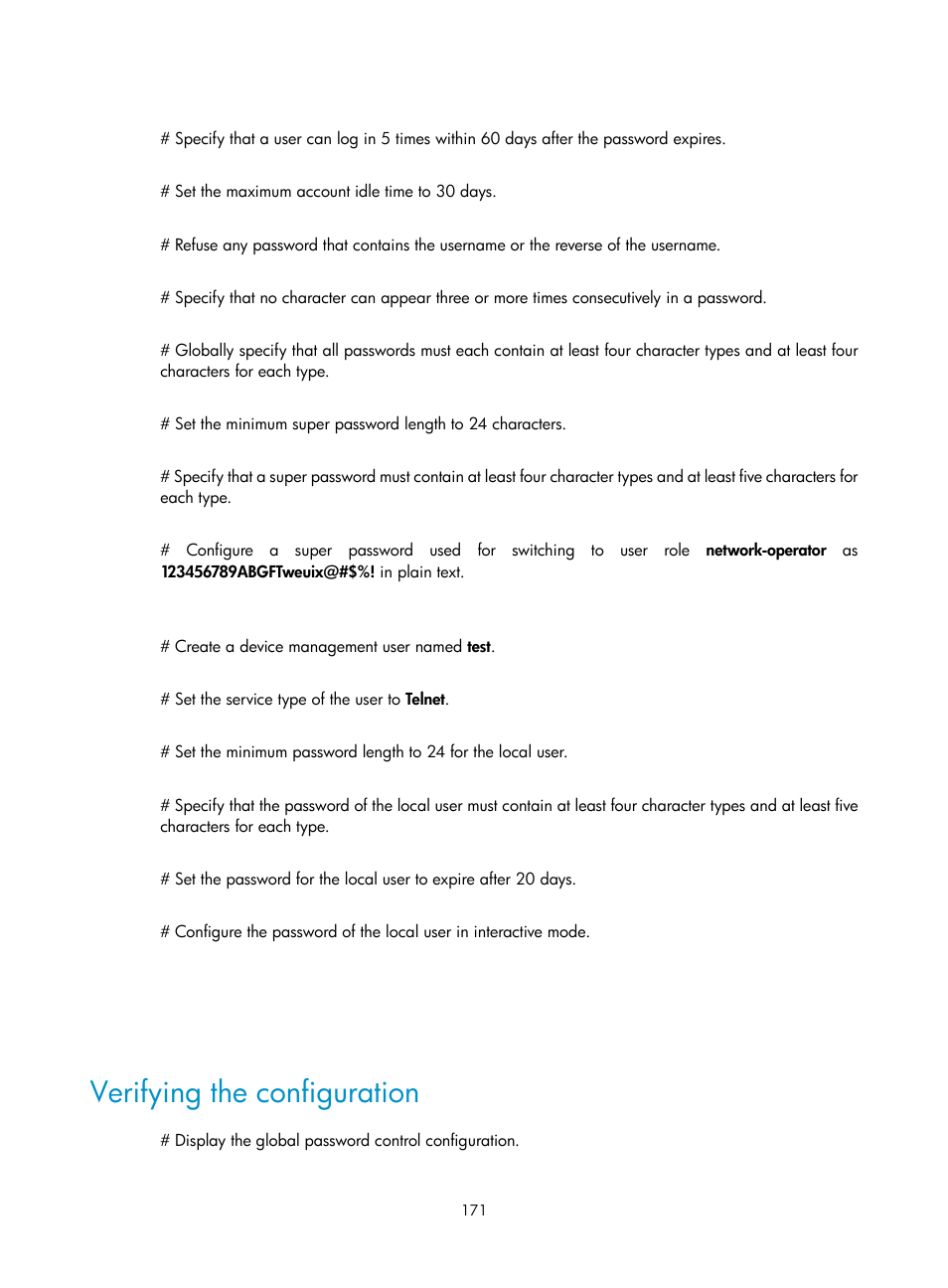 Verifying the configuration | H3C Technologies H3C S6300 Series Switches User Manual | Page 186 / 413