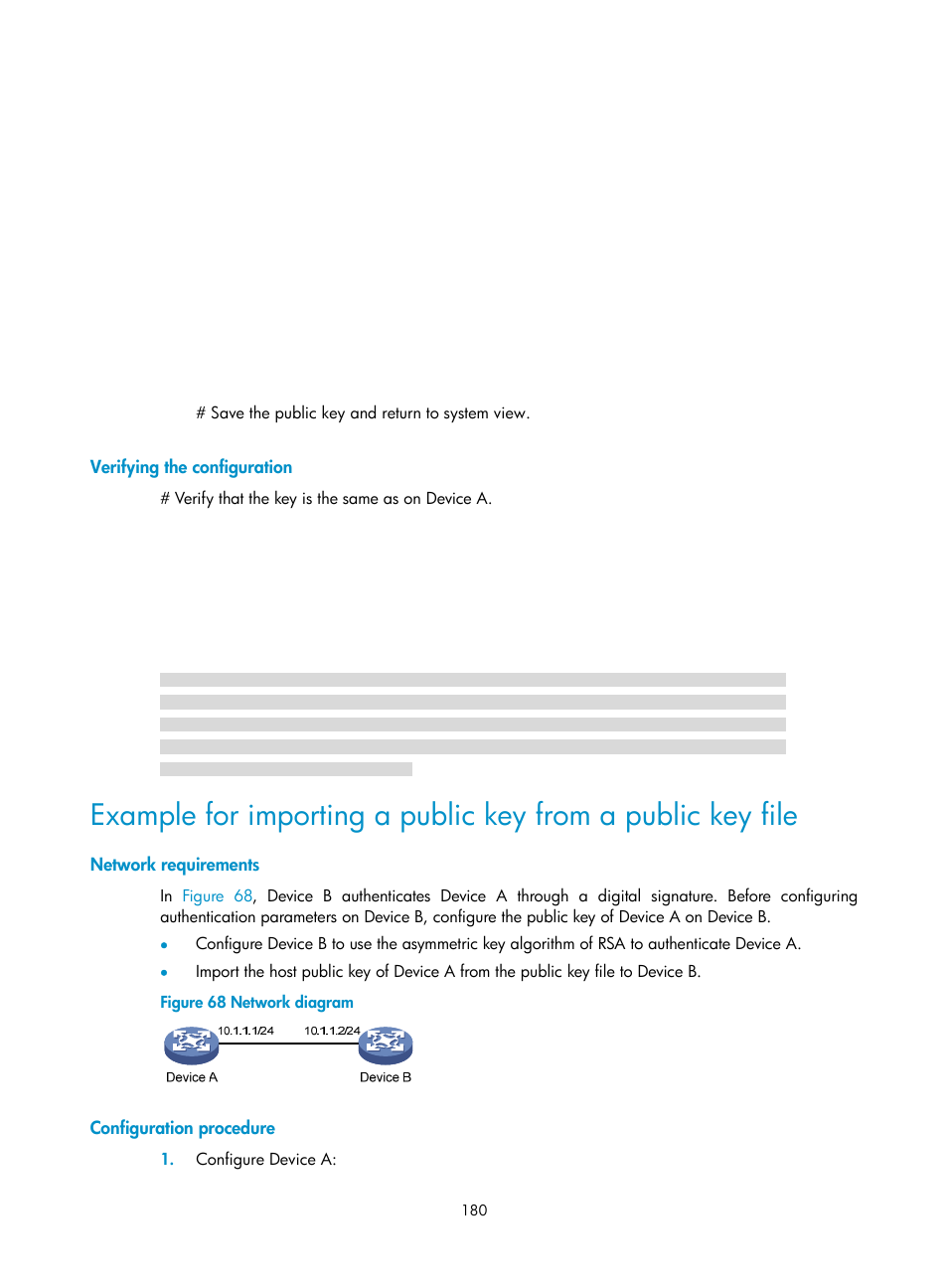 Verifying the configuration, Network requirements, Configuration procedure | H3C Technologies H3C S6300 Series Switches User Manual | Page 195 / 413