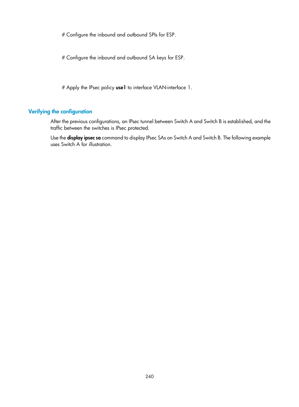 Verifying the configuration | H3C Technologies H3C S6300 Series Switches User Manual | Page 255 / 413