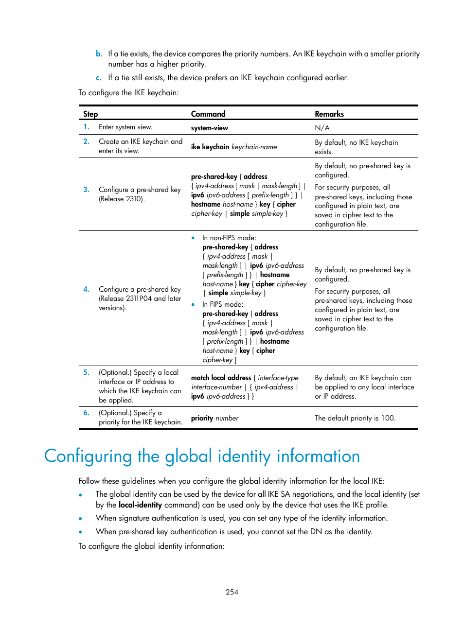 Configuring the global identity information | H3C Technologies H3C S6300 Series Switches User Manual | Page 269 / 413