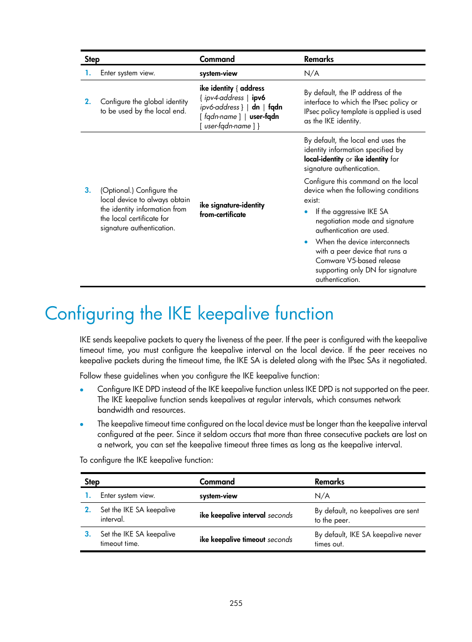 Configuring the ike keepalive function | H3C Technologies H3C S6300 Series Switches User Manual | Page 270 / 413