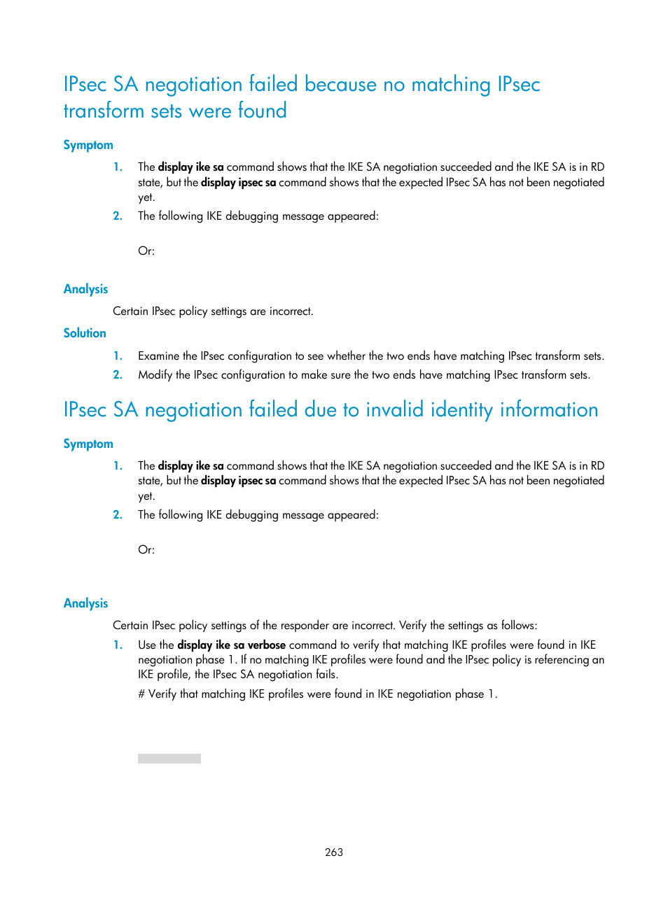 Symptom, Analysis, Solution | H3C Technologies H3C S6300 Series Switches User Manual | Page 278 / 413