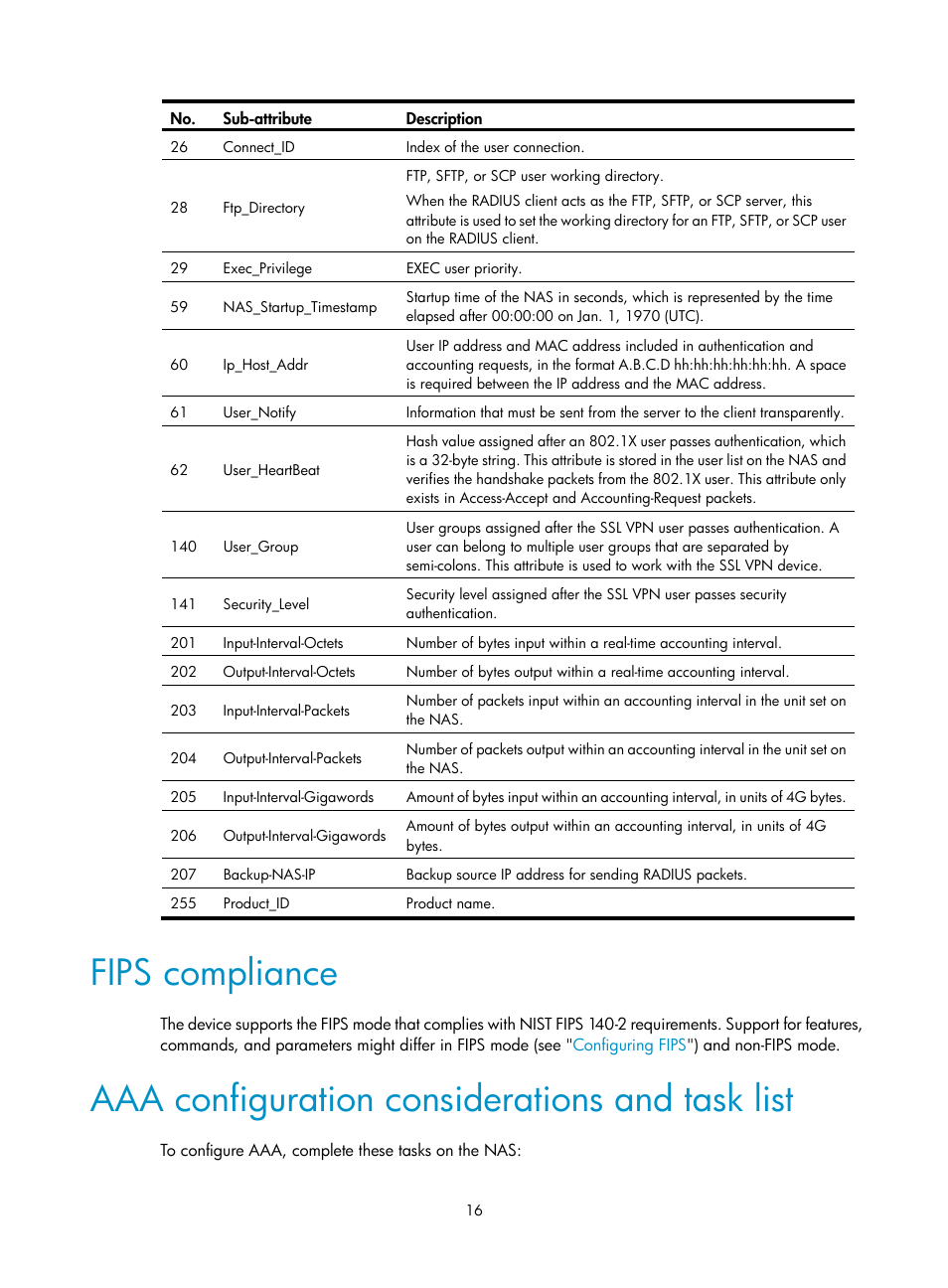 Fips compliance, Aaa configuration considerations and task list | H3C Technologies H3C S6300 Series Switches User Manual | Page 31 / 413