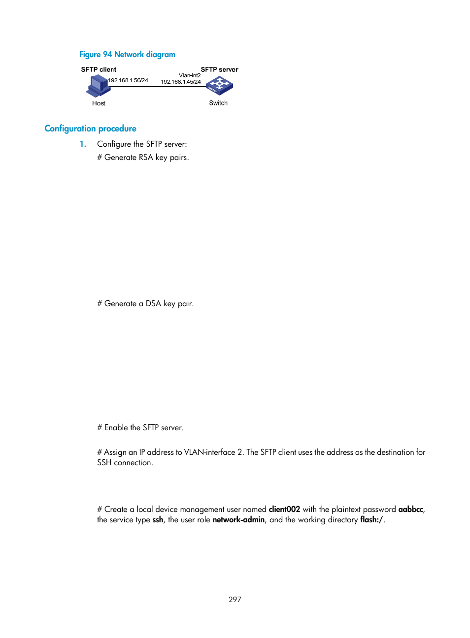 Configuration procedure | H3C Technologies H3C S6300 Series Switches User Manual | Page 312 / 413