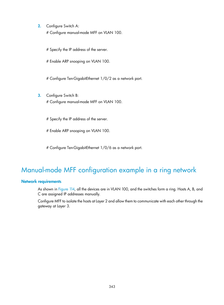 Network requirements | H3C Technologies H3C S6300 Series Switches User Manual | Page 358 / 413