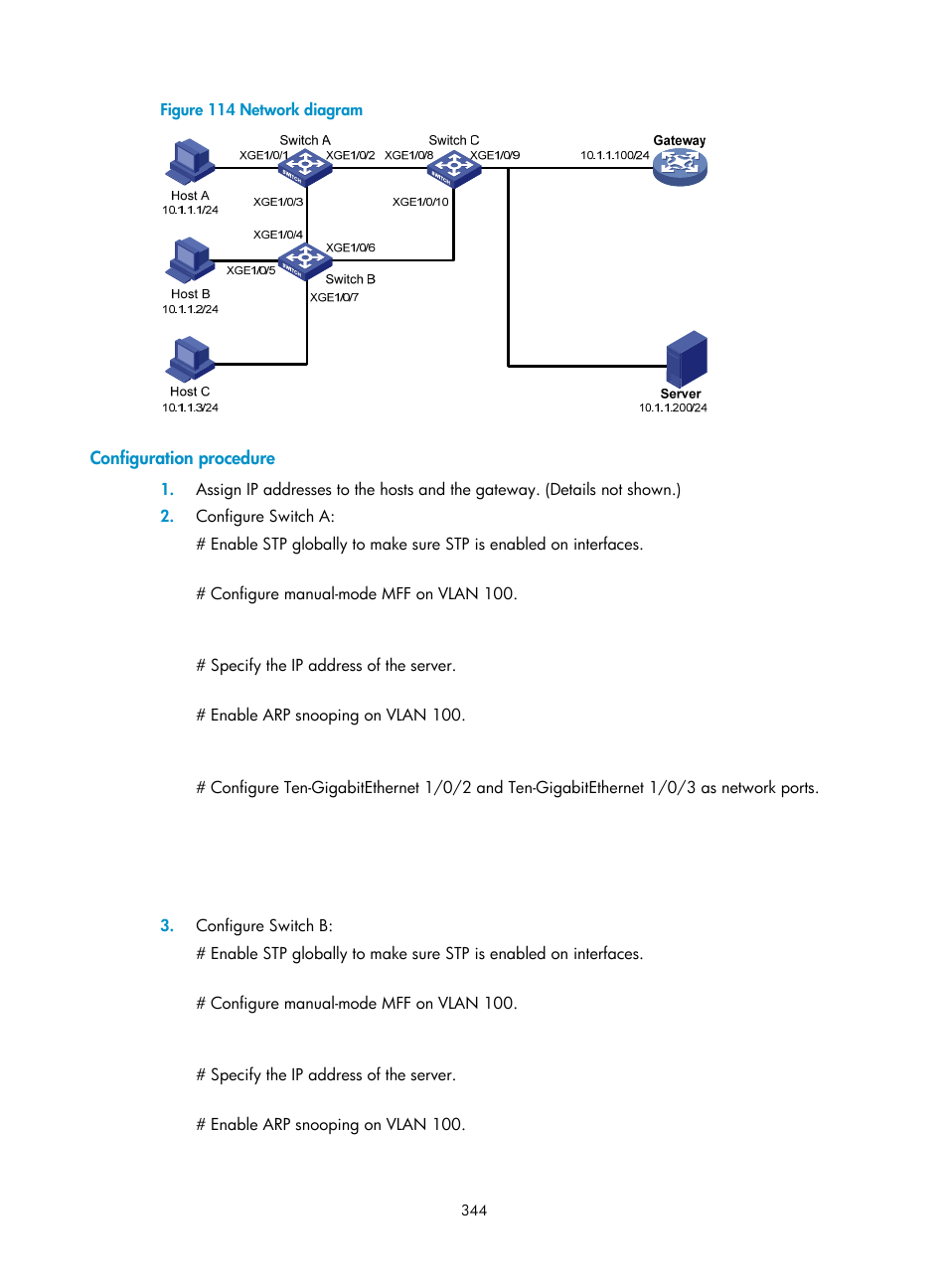 Configuration procedure | H3C Technologies H3C S6300 Series Switches User Manual | Page 359 / 413