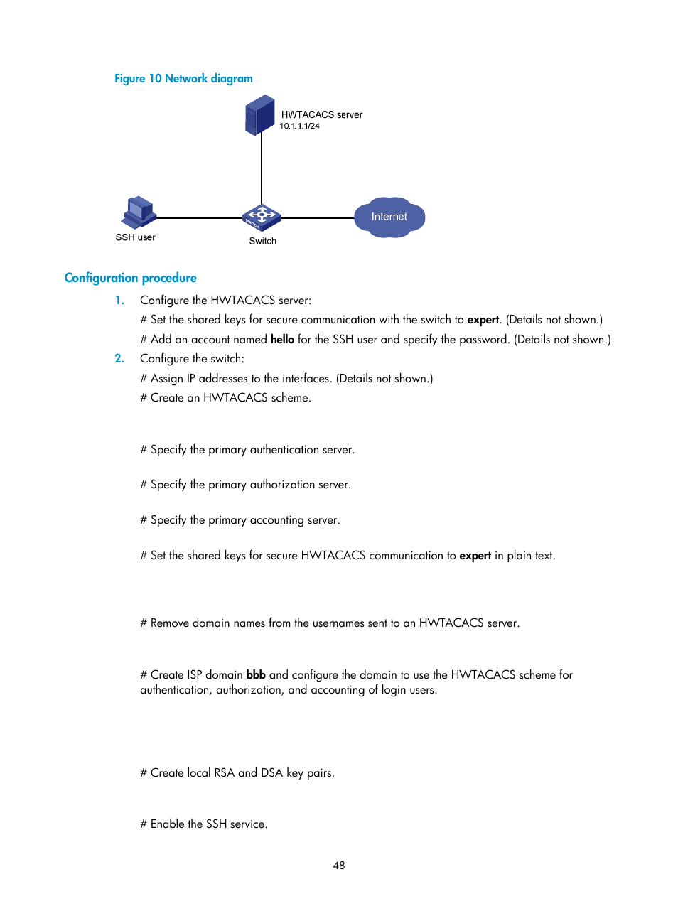 Configuration procedure | H3C Technologies H3C S6300 Series Switches User Manual | Page 63 / 413