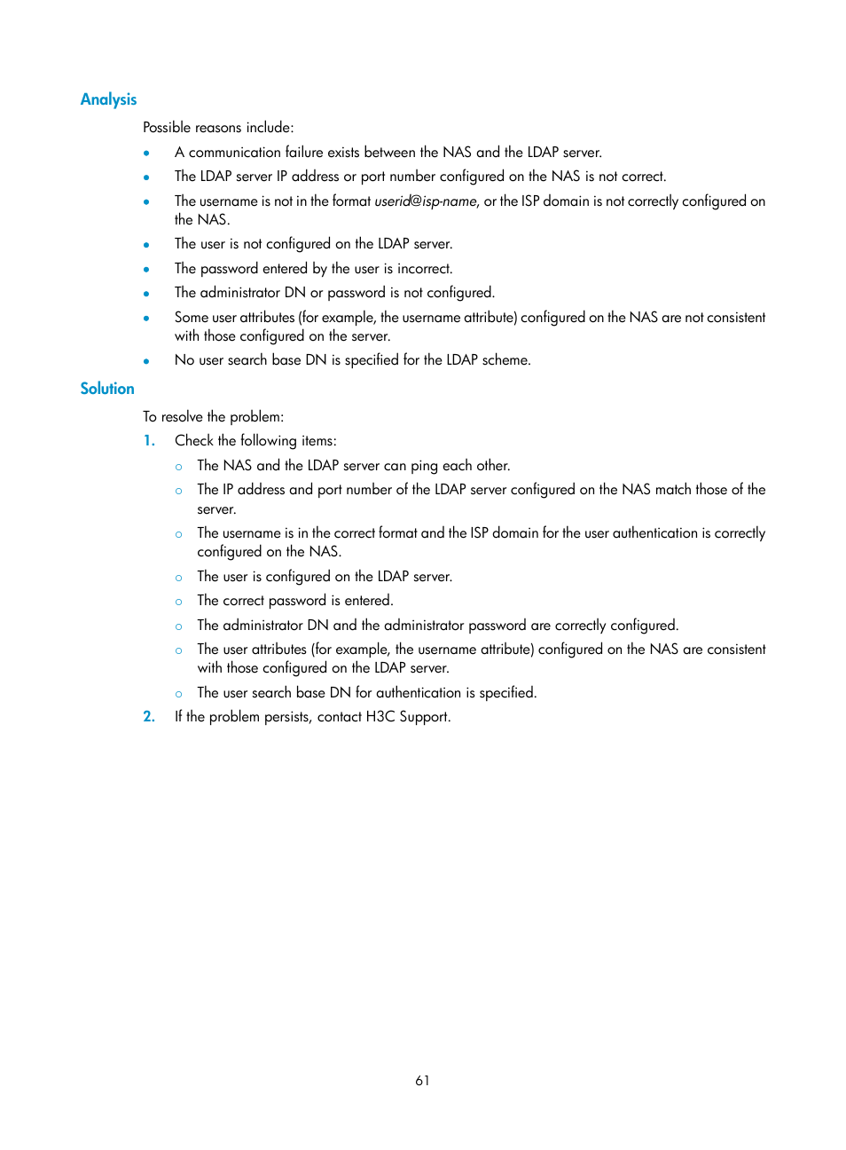 Analysis, Solution | H3C Technologies H3C S6300 Series Switches User Manual | Page 76 / 413