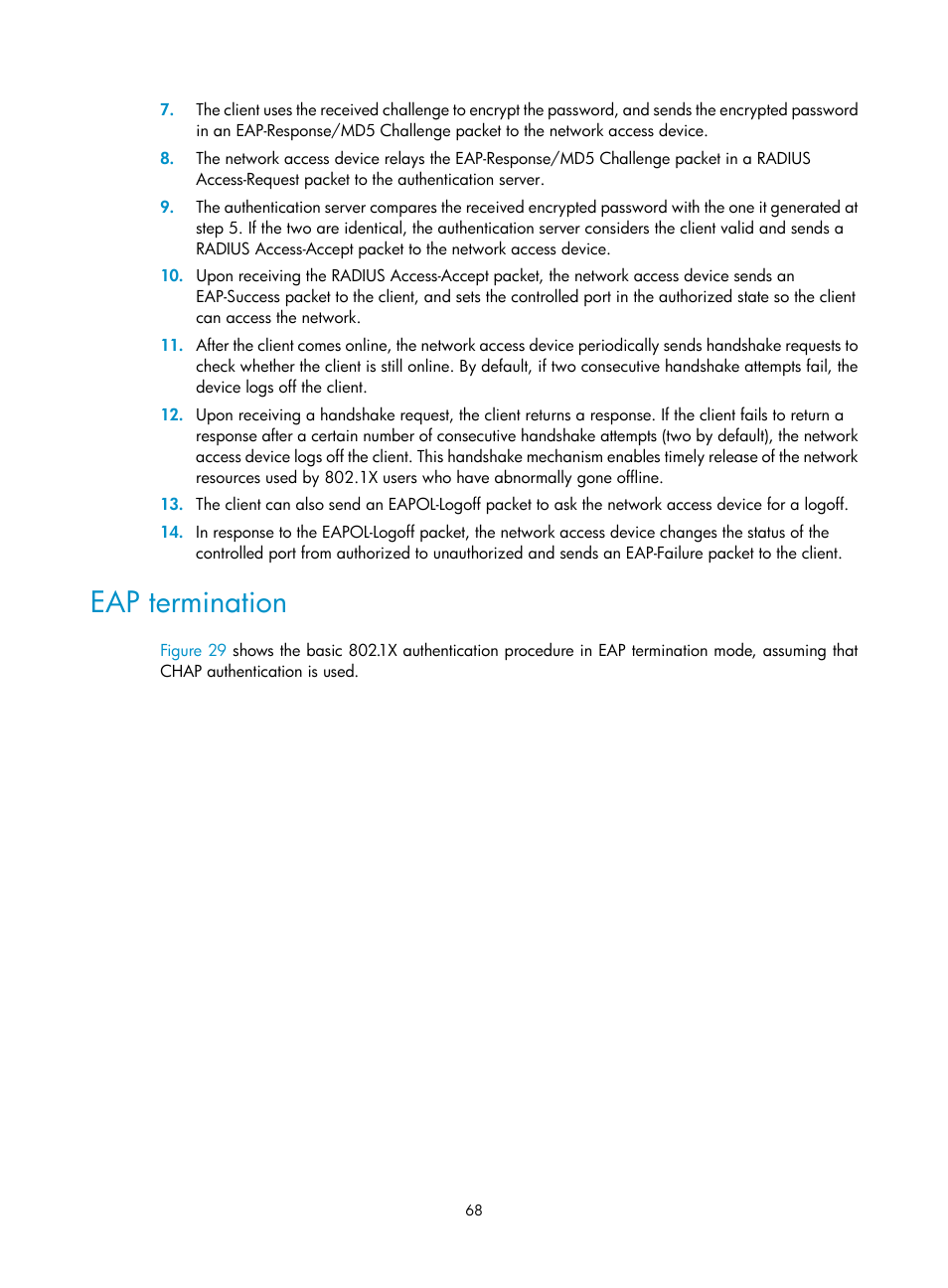 Eap termination, Bed in | H3C Technologies H3C S6300 Series Switches User Manual | Page 83 / 413