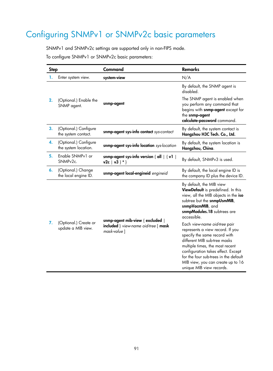 Configuring snmpv1 or snmpv2c basic parameters | H3C Technologies H3C S6300 Series Switches User Manual | Page 104 / 306