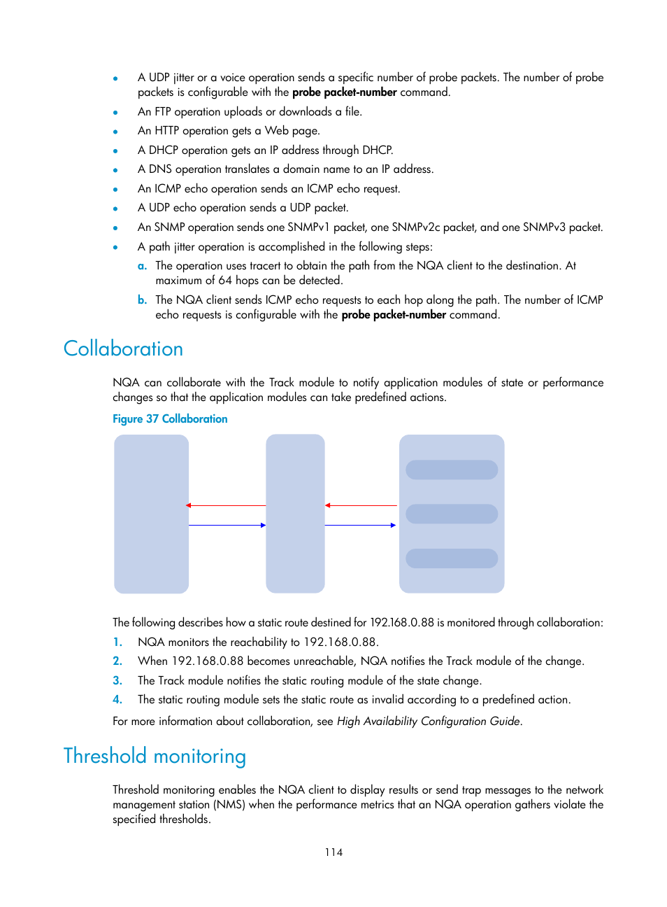 Collaboration, Threshold monitoring | H3C Technologies H3C S6300 Series Switches User Manual | Page 127 / 306