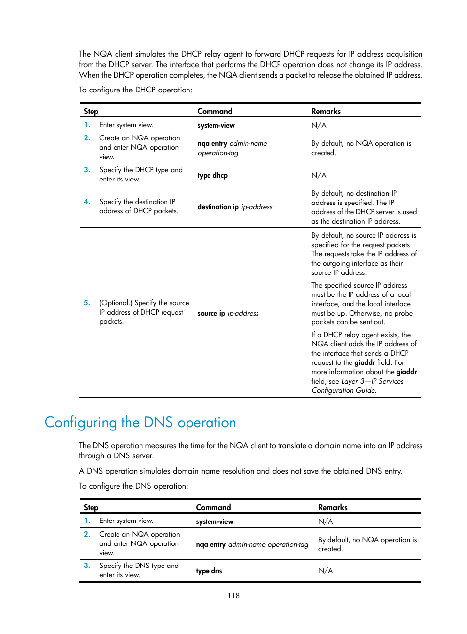 Configuring the dns operation | H3C Technologies H3C S6300 Series Switches User Manual | Page 131 / 306