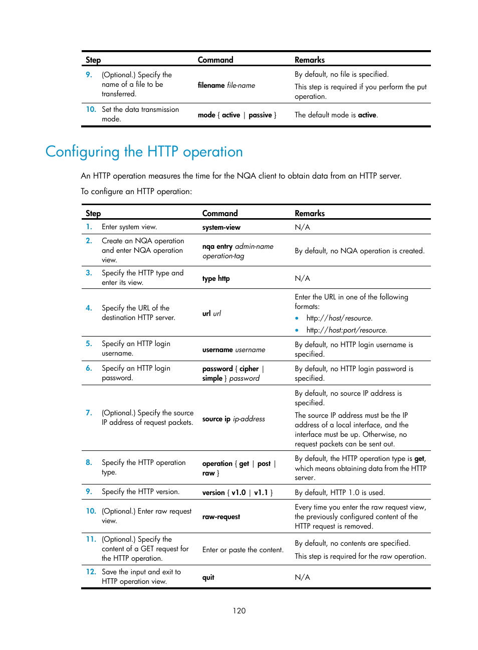 Configuring the http operation | H3C Technologies H3C S6300 Series Switches User Manual | Page 133 / 306