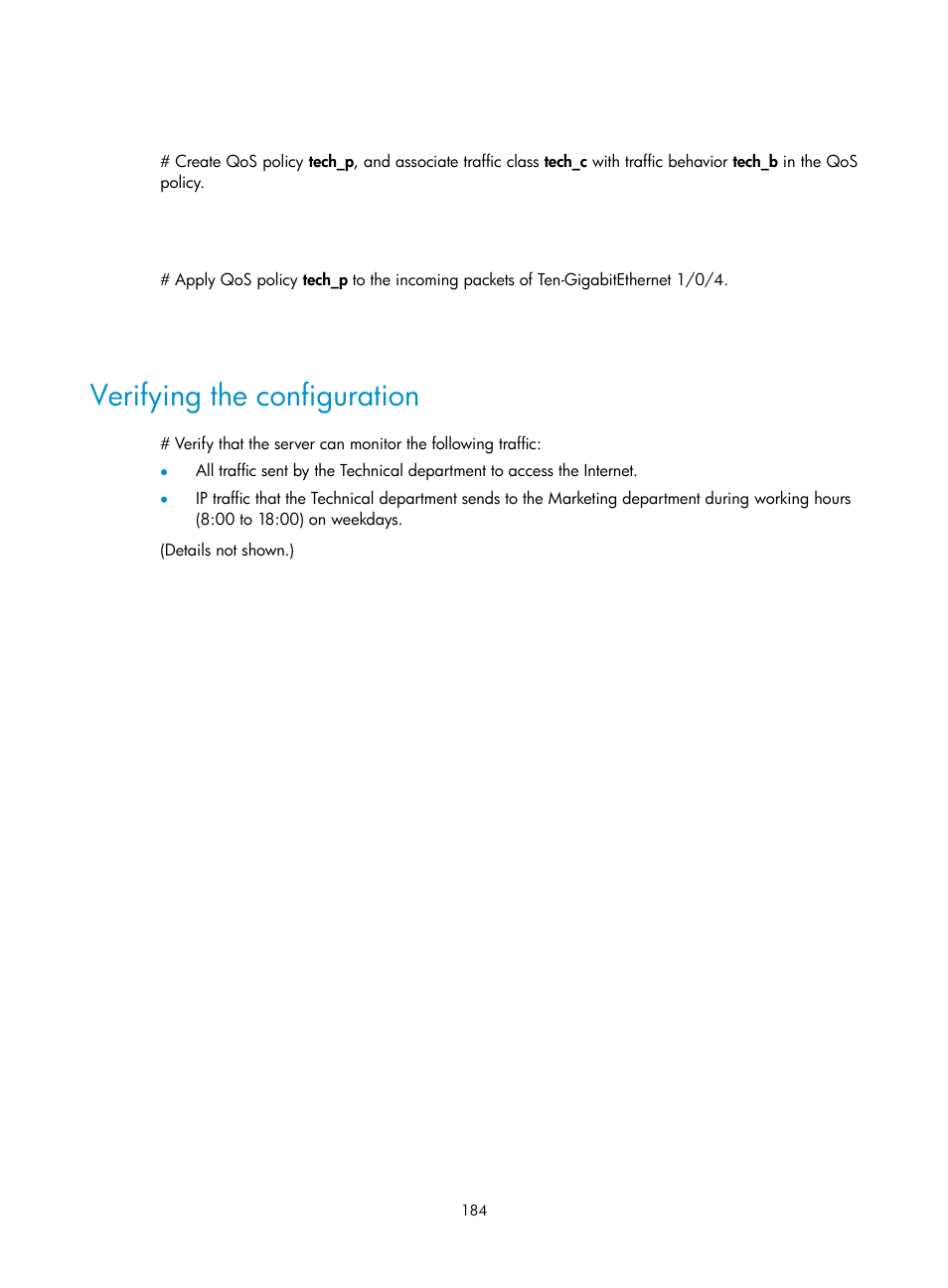 Verifying the configuration | H3C Technologies H3C S6300 Series Switches User Manual | Page 197 / 306