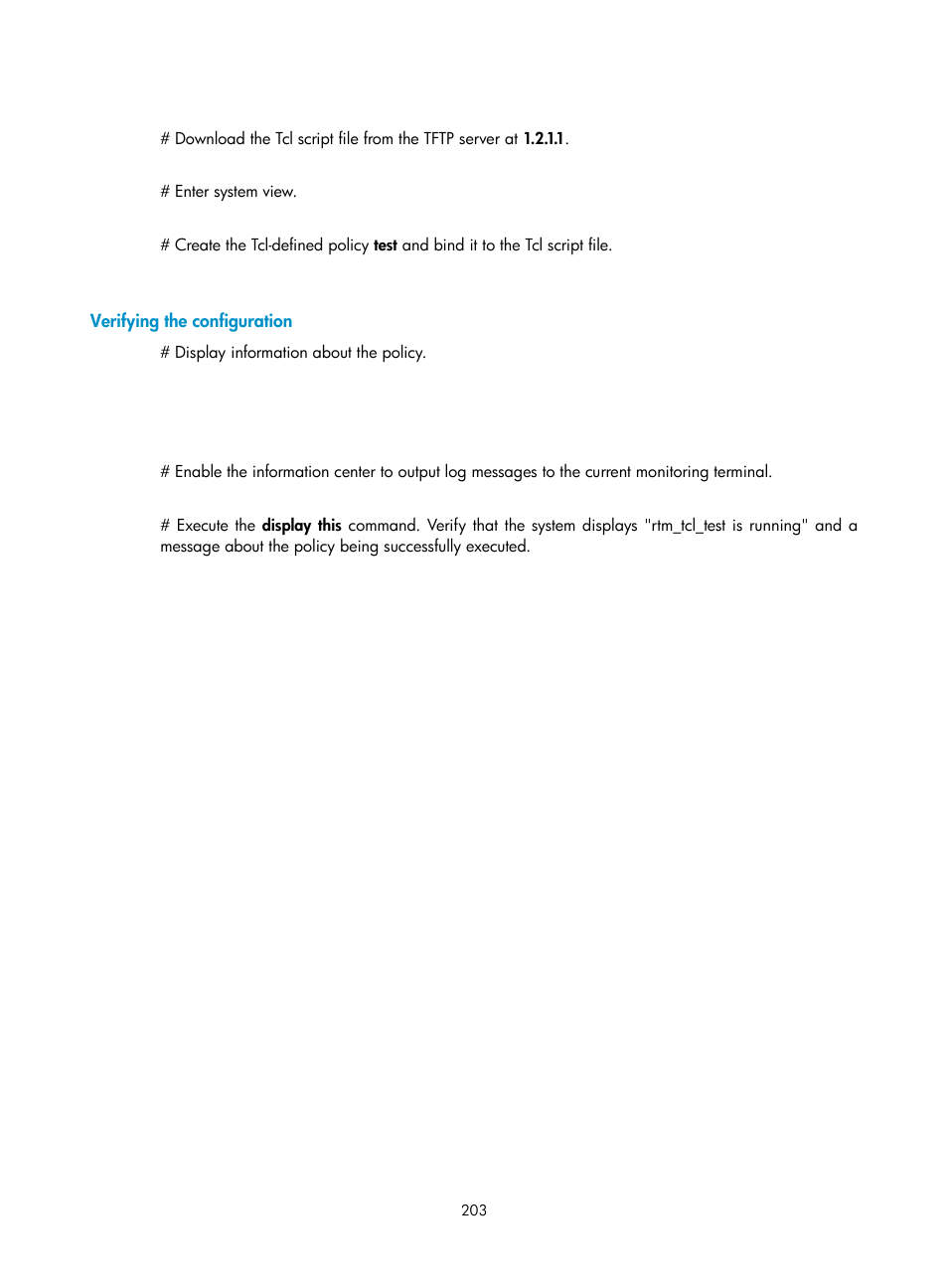 Verifying the configuration | H3C Technologies H3C S6300 Series Switches User Manual | Page 216 / 306