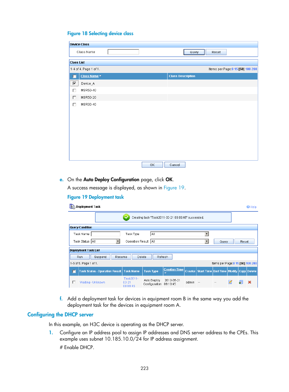 Configuring the dhcp server | H3C Technologies H3C S6300 Series Switches User Manual | Page 236 / 306