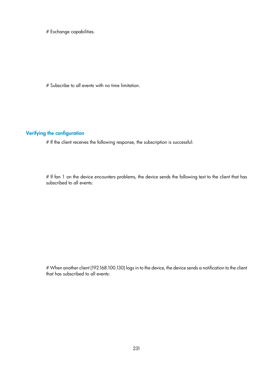 Verifying the configuration | H3C Technologies H3C S6300 Series Switches User Manual | Page 244 / 306