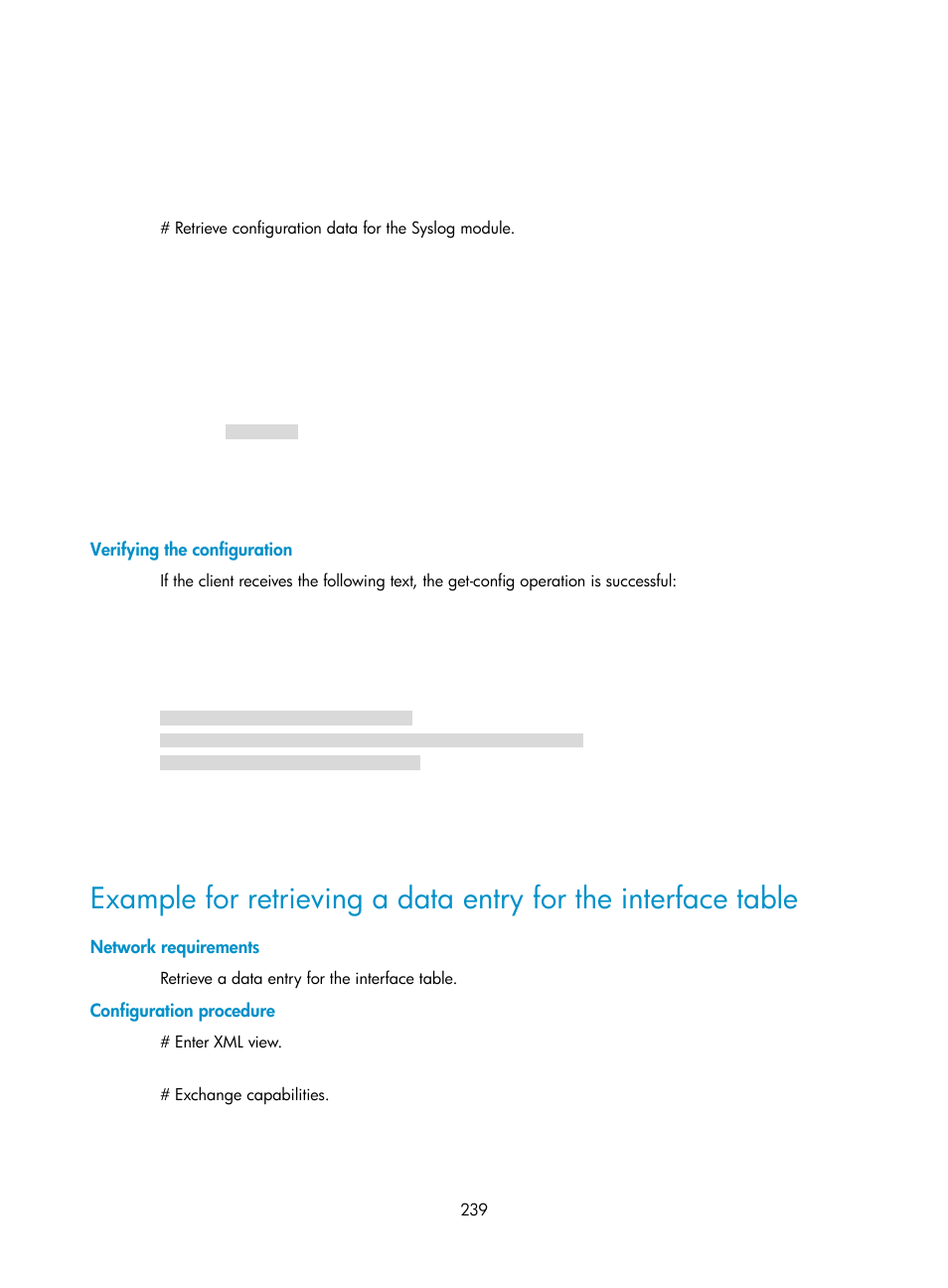 Verifying the configuration, Network requirements, Configuration procedure | H3C Technologies H3C S6300 Series Switches User Manual | Page 252 / 306