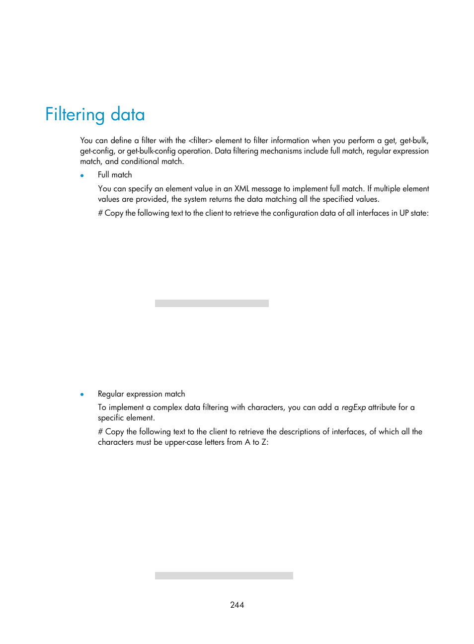 Filtering data | H3C Technologies H3C S6300 Series Switches User Manual | Page 257 / 306