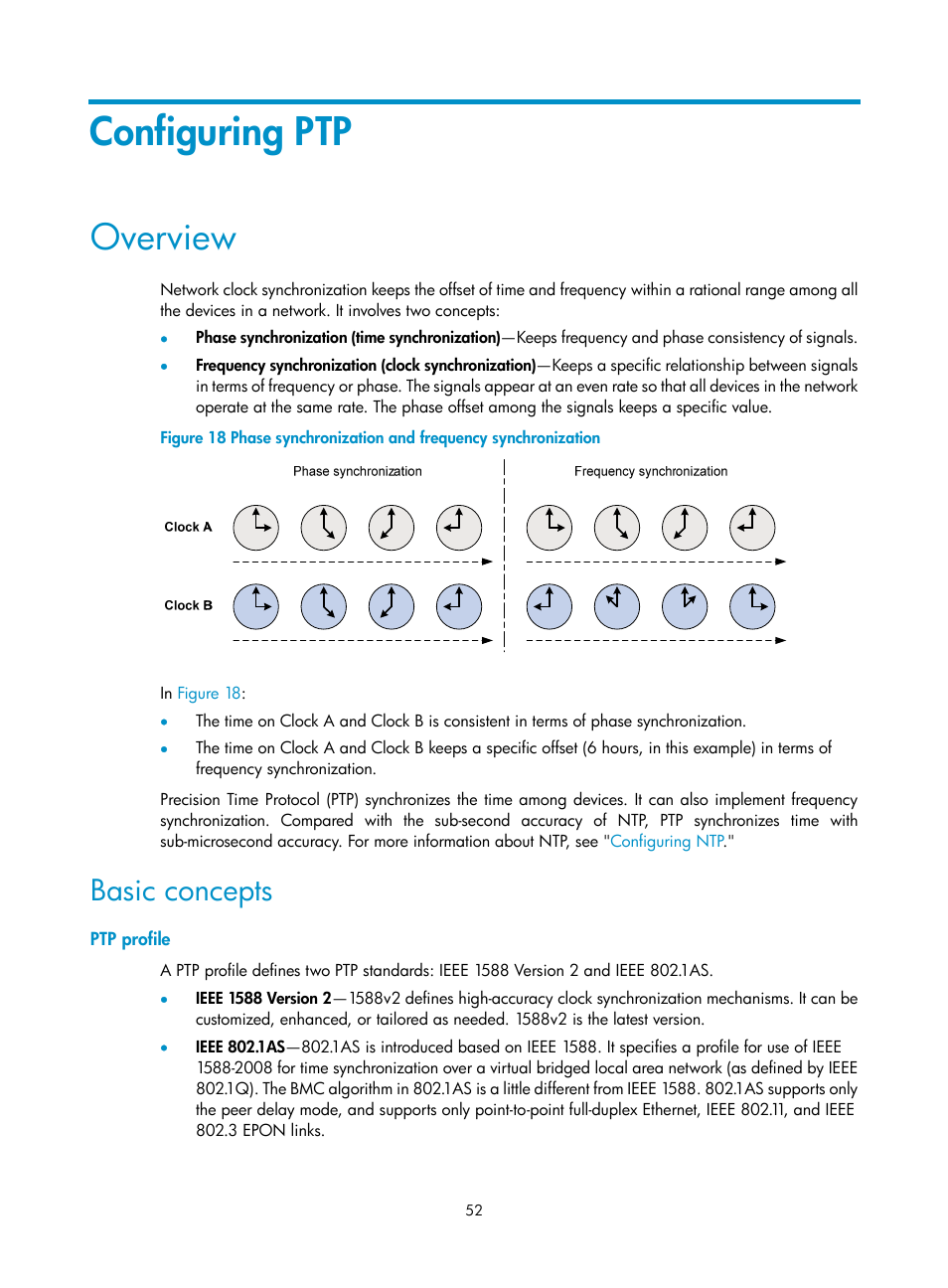 Configuring ptp, Overview, Basic concepts | Ptp profile | H3C Technologies H3C S6300 Series Switches User Manual | Page 65 / 306