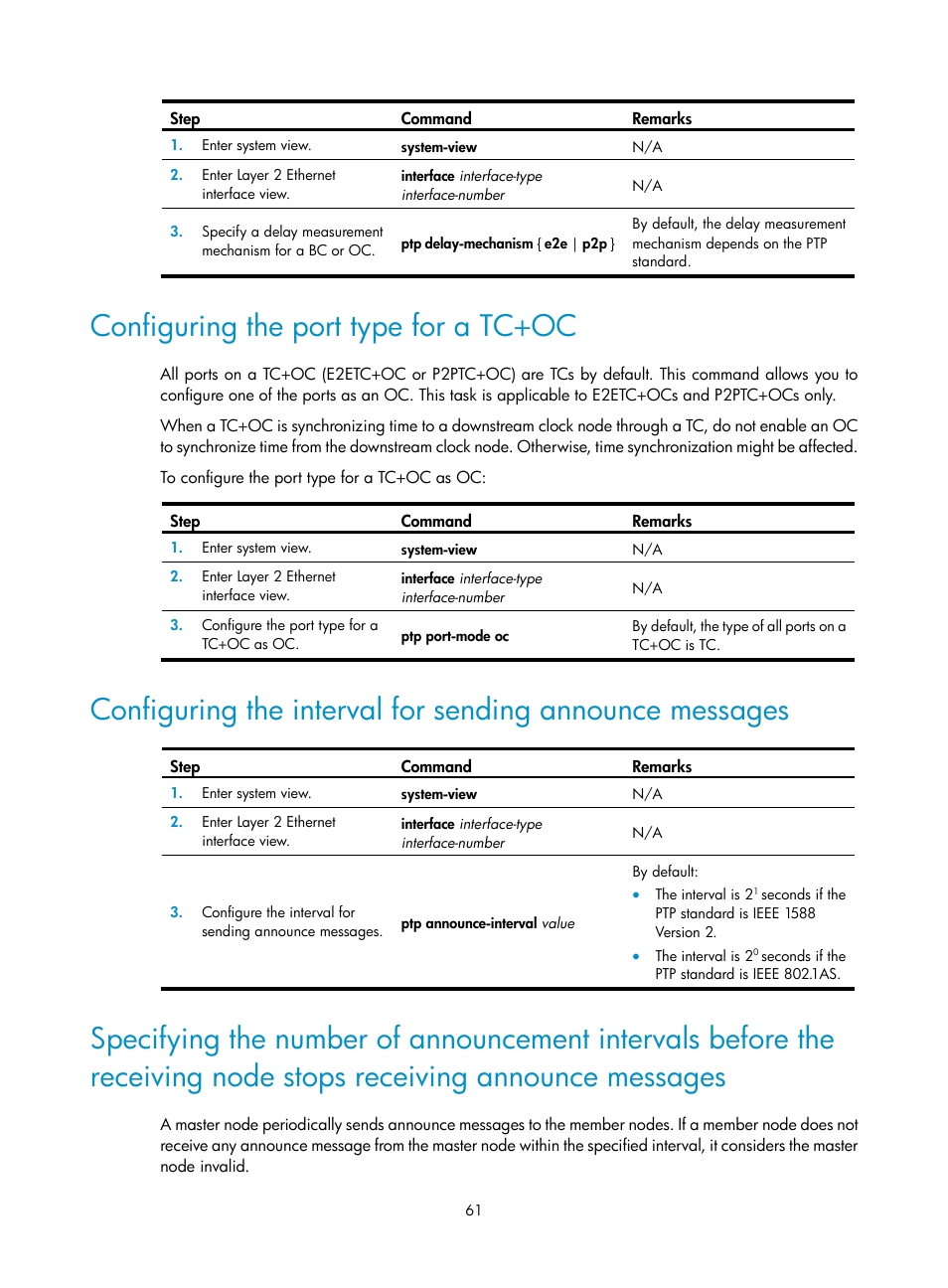 Configuring the port type for a tc+oc | H3C Technologies H3C S6300 Series Switches User Manual | Page 74 / 306