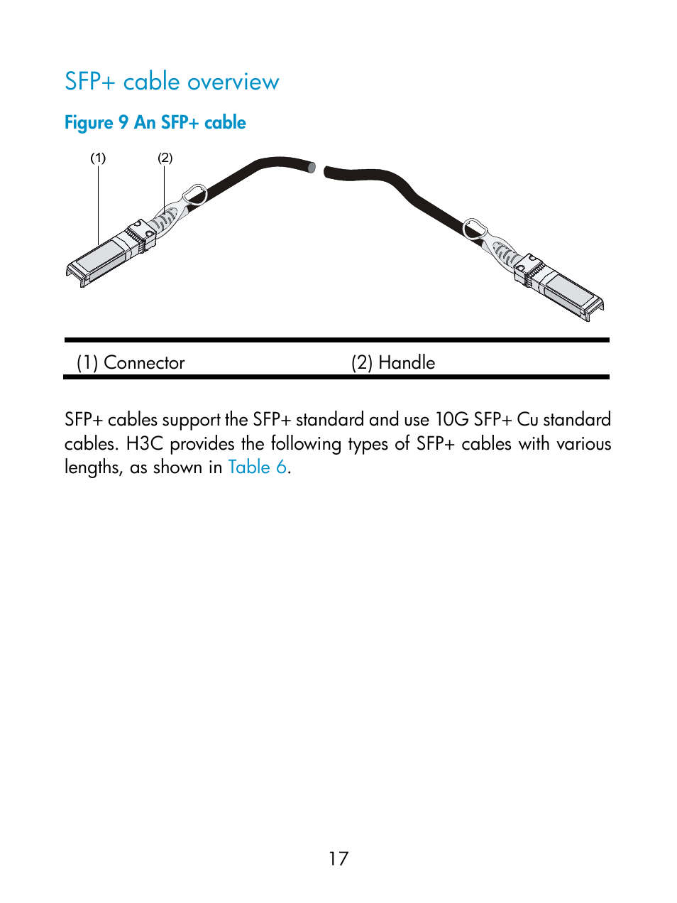 Sfp+ cable overview, Sfp+ cable, Overview | H3C Technologies H3C S5800 Series Switches User Manual | Page 22 / 26